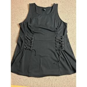 Torrid Black Sleeveless Tunic Top Size 2 Corset Lace Up Witchy Goth Festival